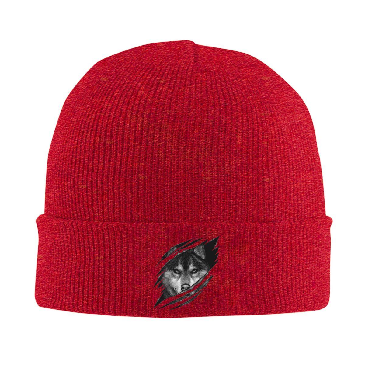 

Cool Wolf Design Warm Knitted Cap Hip Hop Bonnet Hat Autumn Winter Outdoor Beanies Hats for Unisex Adult One Size