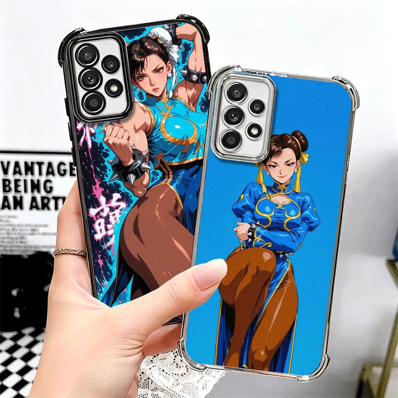 ChunLi S-Street F-FighterS Plating Phone Case For Samsung A17 A07 A37 A57 A16 A56 A15 A55 A14 A54 A13 A53 A26 A36 A25 A35 A24 A3
