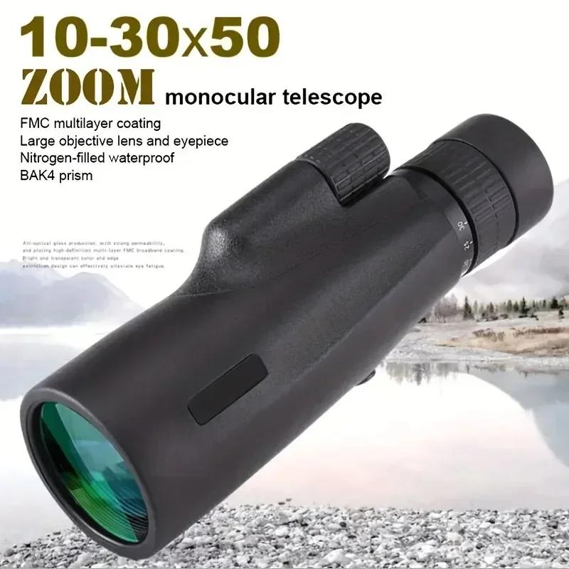 10-30x50mm Stepless Zoom Monocular Telescope, Long Range High Power Scope For Outdoor Exploration, Hiking Bird Watching