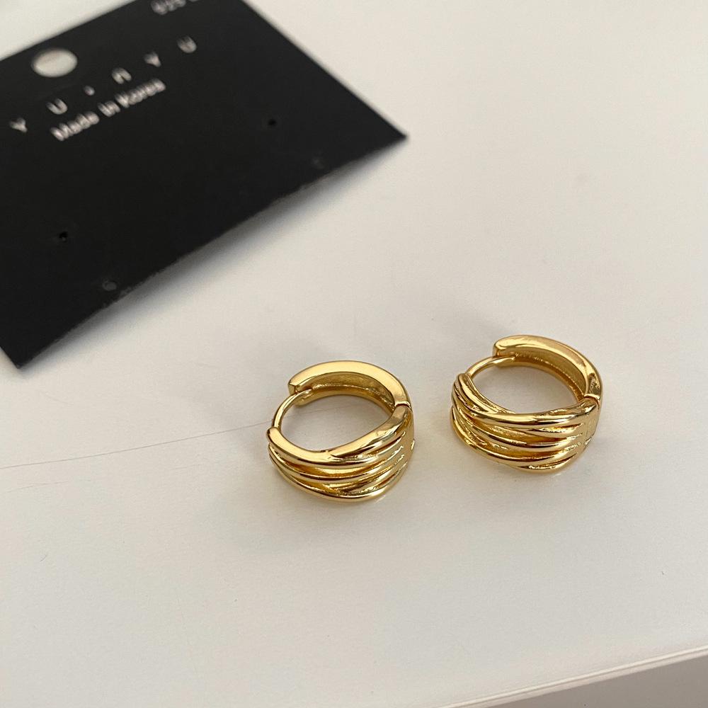 Elegant Metal Multi-Layer Winding Earrings for Women - Light Luxury Niche Design In High-Grade Gold-Plated Copper