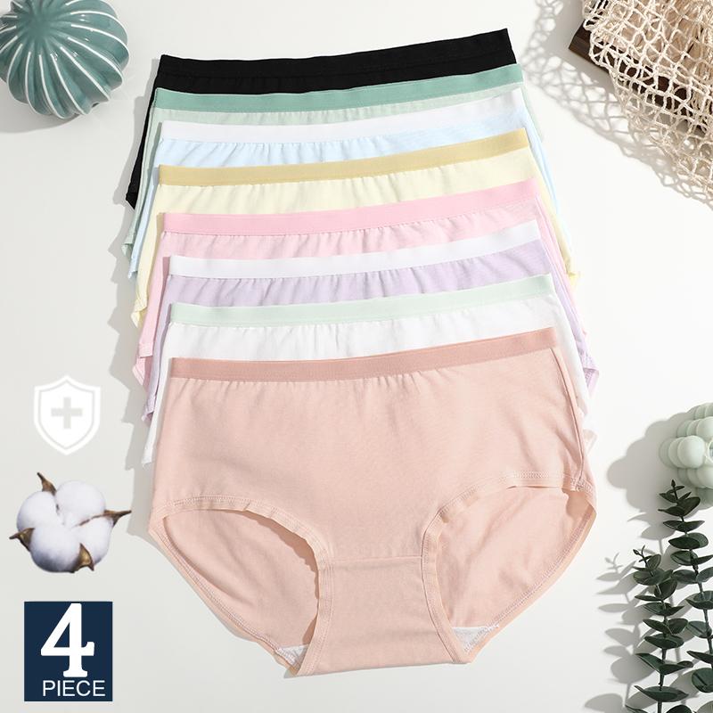 4Pcs/Set Women's Seamless UnderwearCotton Triangle Pants Double-layer Crotch Lady Sports Panties Comfortable Underpanty