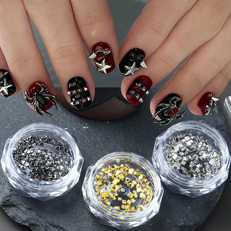 Punk Square Rivet Nail Decoration Nail Parts Charms Metal Rivet Manicure Supplies Mini Sparkling Nail Decoration Accessories