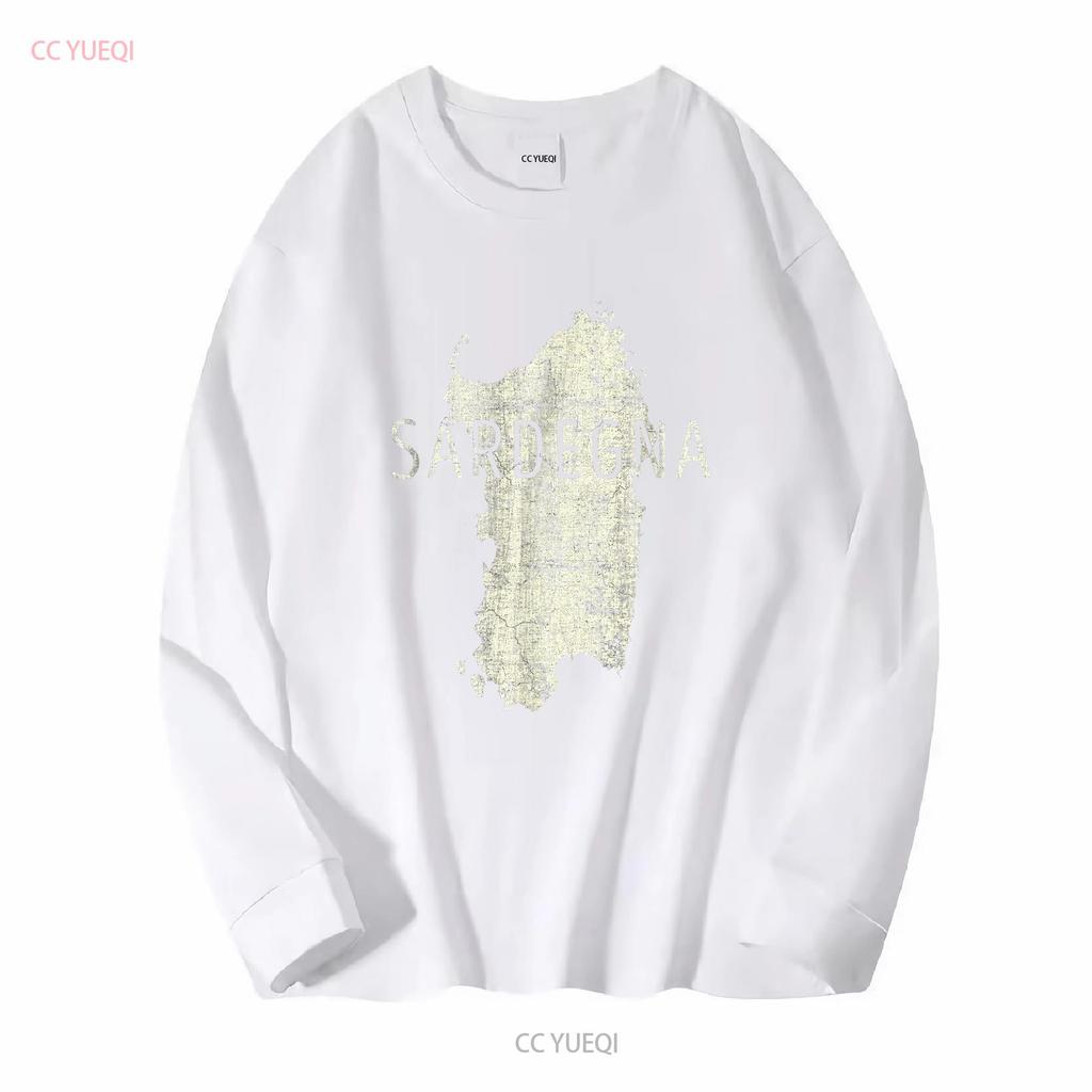 Mappa Sarda Word Art Sardegna Italia Souvenir Maglietta Felpa 101261 manica lunga o corta vintage Lavata streetwear Comoda
