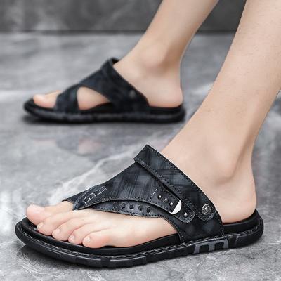 Sommer Leder Hausschuhe Trendige Herren Flip-Flops Outdoor Atmungsaktiv Bequem Herren und Einfache Sandalen