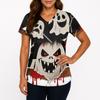 Women's Printing Uniform Work Uniform V-neck Pockets Basic Short Sleeve Pullover Top