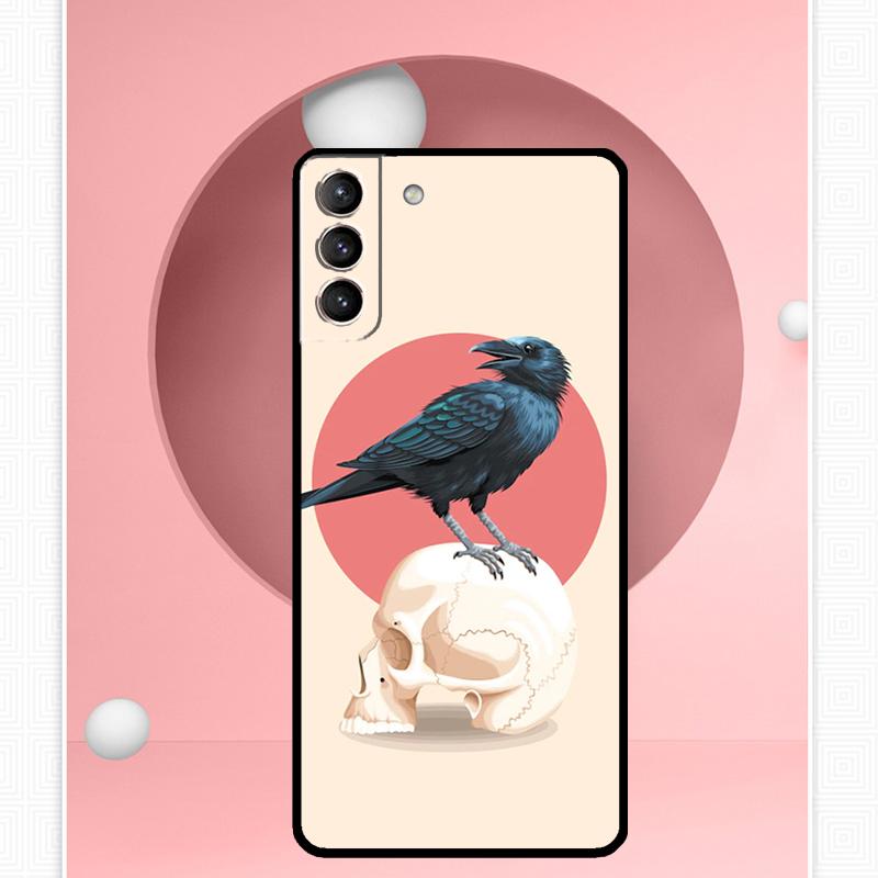 Crow Raven Dark Skull Case For Samsung Galaxy S25 Ultra S20 S21 S22 S23 S24 Plus S9 S10 S24 FE S25 FE Cover Funda