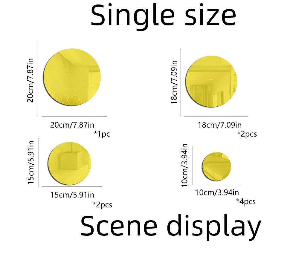 JM3246 3D Round Acrylic Wall Mirror Stickers for Living Room & Bedroom Decor