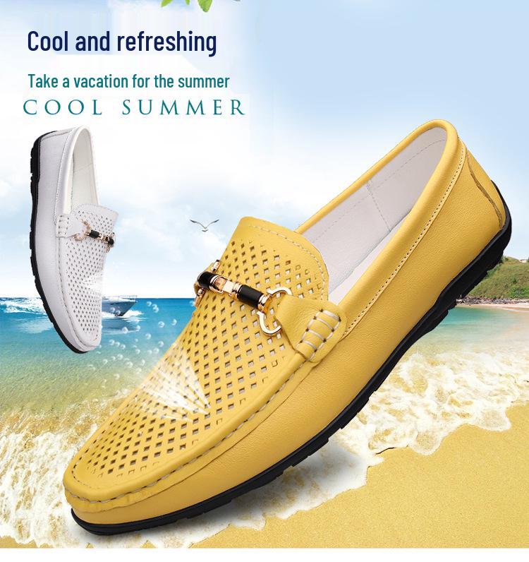 Herren weiße echte Leder Sommer Loafer - Atmungsaktiv & Bequem Freizeitschuhe.