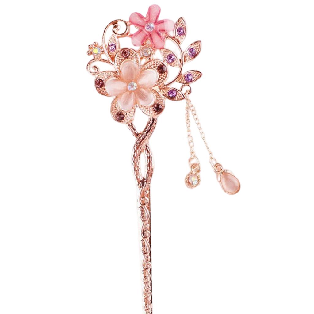 Elegant Crystal Filigree Hair Stick Buyao for Girls Ancient Chinese Hairpin Traditional Hanbiuk Decorative Cosplay
