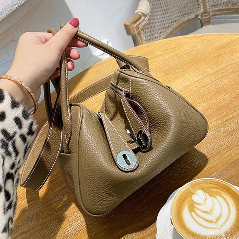 Mini Lindy Leather Crossbody Bag Small Shoulder Handbag Women Trendy Doctor Style