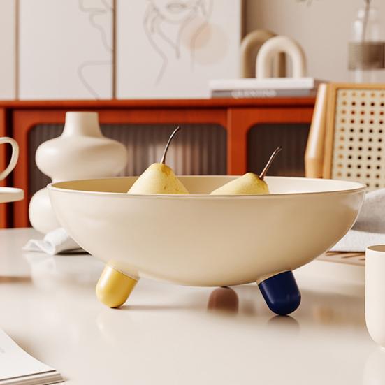 Frutero para encimera de cocina, Cesta de almacenamiento de plástico grande con soporte, Bol de servir multifuncional para centro de mesa de mesa de comedor
