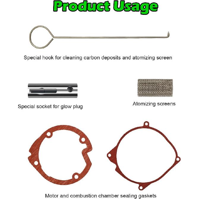 Glow Plug Repair Kit, Ceramic Glow Plug & Gaskets for 12V/24V/110V Diesel Heater, Diesel Heater Repair Kit Compatible with RV Car Truck Boat Camper