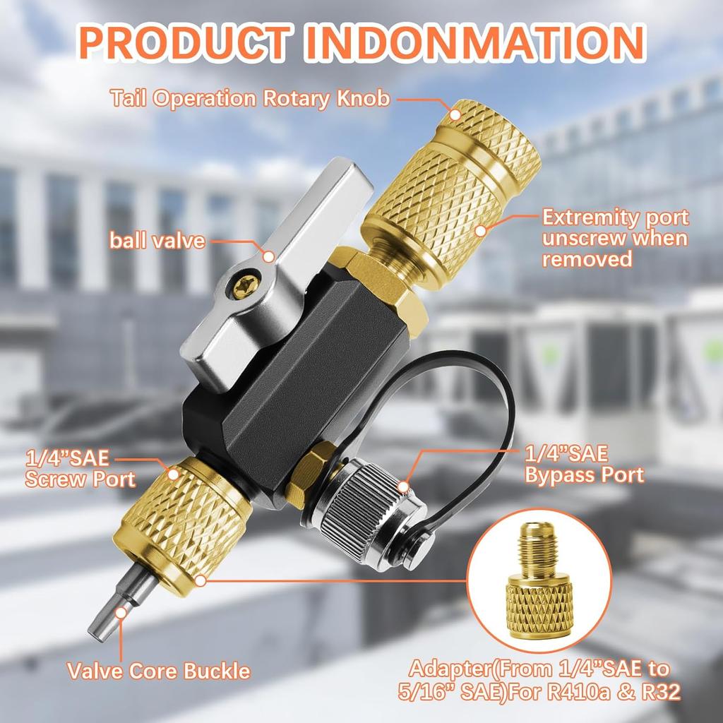 HVAC Valve Core Removal Tool,Valve Core Remover Taller Tool,1/4"& 5/16" Dual Valve Mega Flow Vacuum-Rated Valve Core Removal Tool,20 Microns