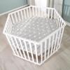 ROBA LITTLE STARS Hegaxonal Baby Playpen - Adjustable Height - Padded Cover - Braked Wheels - White Lacquered Wood - Star Pattern