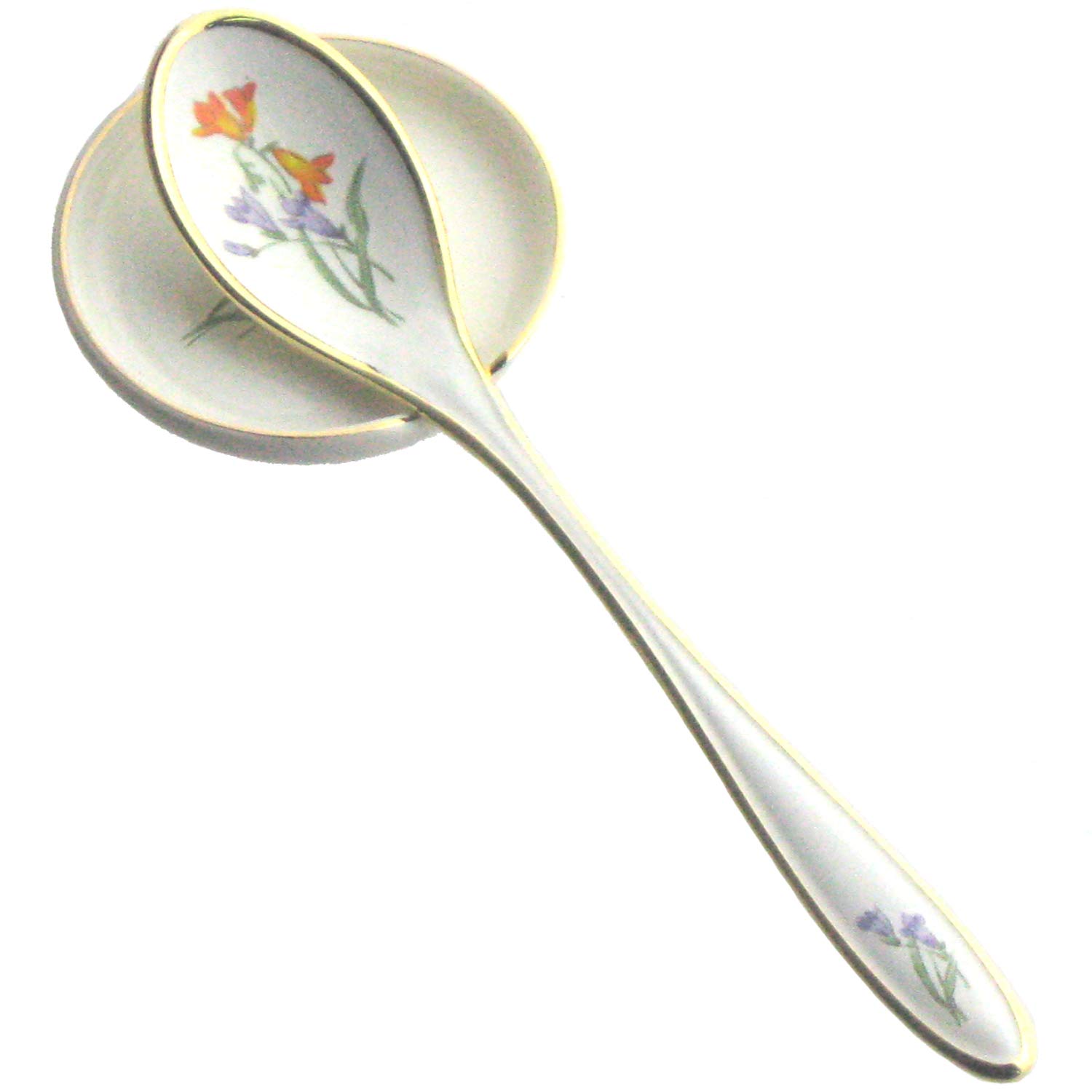 Nagao Shippo Flower Coffee with Spoon Rest Made in Japan Tsubame-Sanjo Spoon, Freesia, 12.9cm, Set,