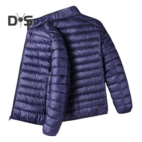 

Мужская хлопковая куртка с воротником-стойкой, длинным рукавом, застежкой-молнией, куртка с карманами, однотонная стеганая повседневная куртка-пуховик M темно-синий