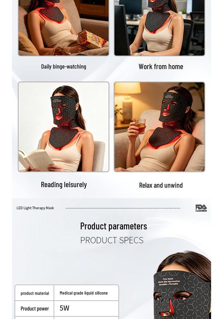 LED 4-Color Beauty Mask with 480 Lamps for Skin Brightening and Red Light Therapy