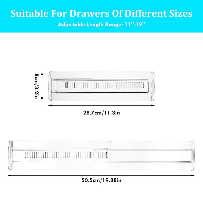 New 4/6/8-Pack Adjustable Drawer Organizers, Clear Expandable Dresser Organizers For Storing Clothes Kitchen Utensils