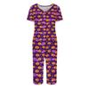 Women Two Piece Set Halloween Print Short Sleeve Top Seven Quarter Pants Casual Lounge Pajama Set for Daily Wear
