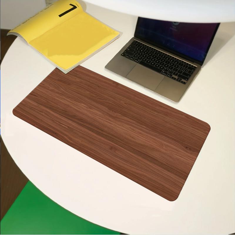 Mouse Pad Desk Pad Extended Mouse Mat Wood Grain Large Computer Keyboard Desk Mat Desk Pad with Non-Slip Base and Stitched Edge