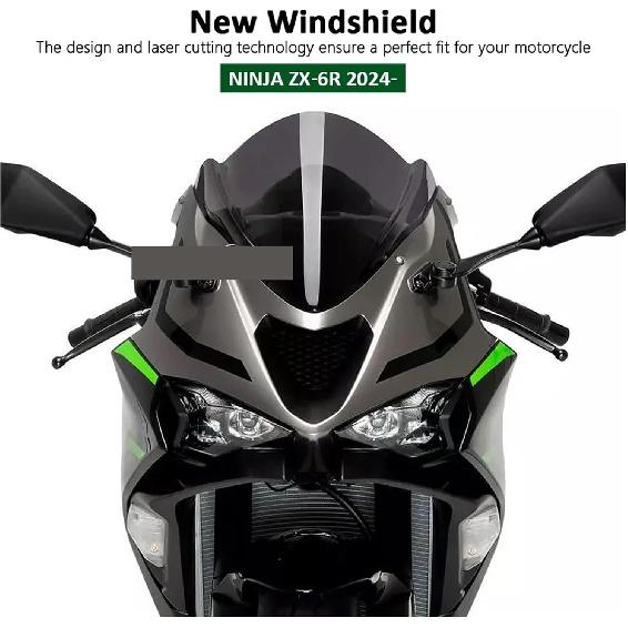 jiningqiuguodianzi Windscreen Windshield Compatible With Kawasaki NINJA ZX6R ZX-6R ZX 6R Ninja 2024 2025 Motorcycle Wind Deflector Double Bubble Wind