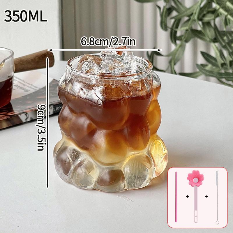 Cold Coffee Cups Latte Coffee Glass Juice Milk Water Cup Clear Water Bottle Glasses for Drinks Kitchen Desk Accessorie