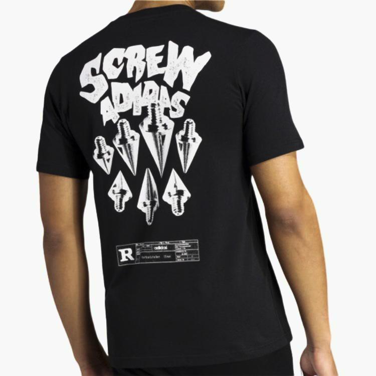 Adidas Casual Sports Printed Round Neck Short Sleeve T-Shirt Men Tops Black IR5707