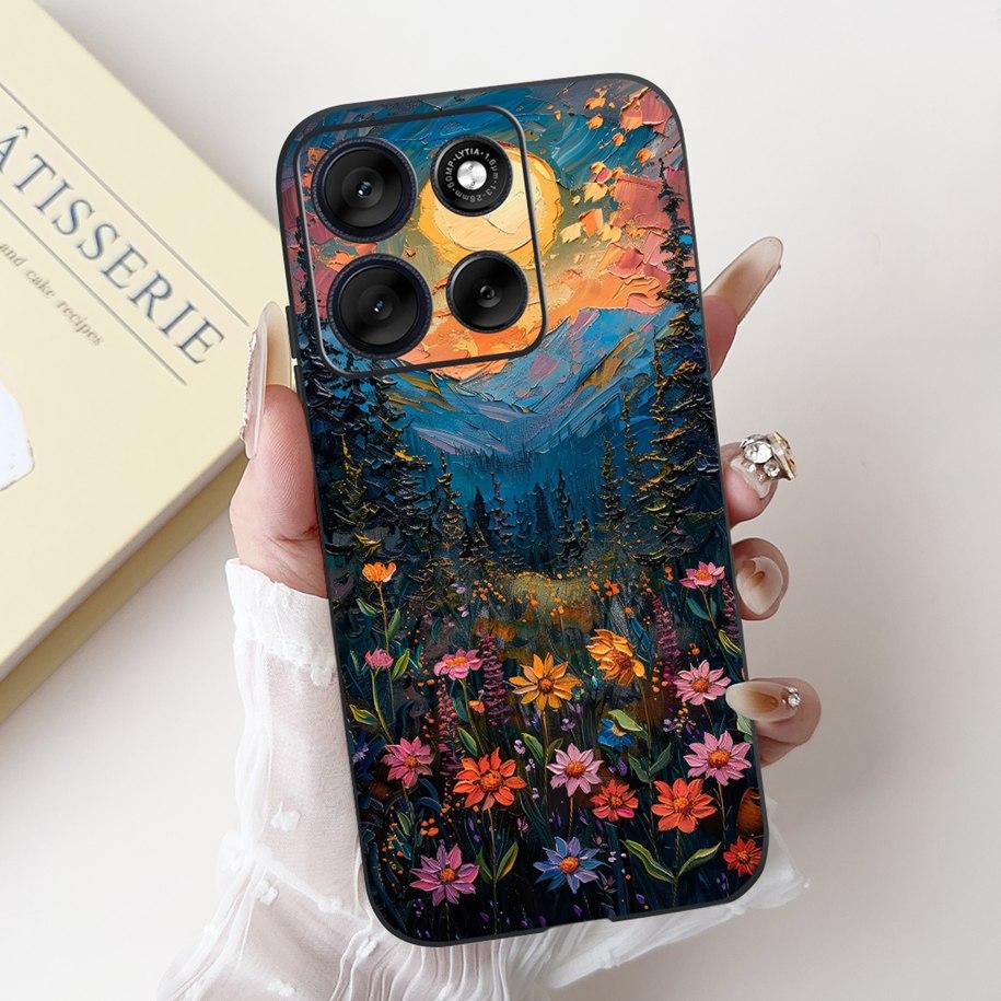 For Motorola Moto G86 G56 5G Case 2025 Fashion Flower Marble Sunset Capa Soft Silicone Phone Cover For MotoG56 MotoG86 5G Bumper