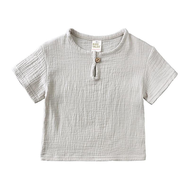 Kids' Summer Cotton Linen Two-Piece: Short Sleeve T-shirt & Shorts Set