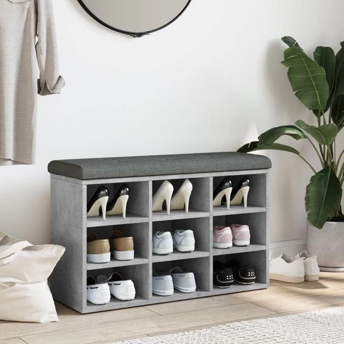 VidaXL Banc à Chaussures, Meuble de Rangement avec Coussin, Banc de Couloir avec Étagère Entrée Salon Intérieur, Moderne, 835106