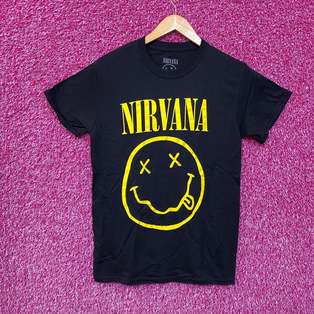 Nirvana Nevermind Smiley Promo Grunge Rock Tee S