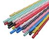 6-color Mixed Color Belt Ring Straight Straw Disposable Threaded Straw Transparent Stripe PP Plastic Hard Straw Buckle
