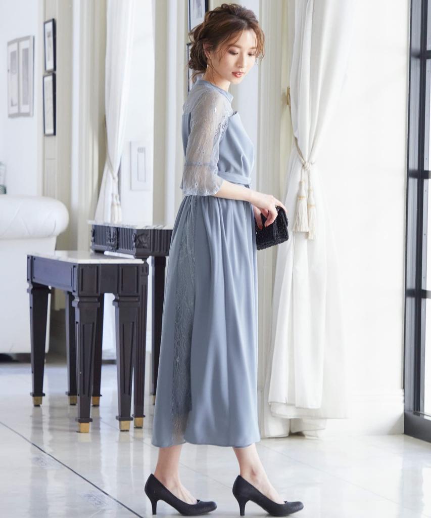 Short Size L [niana] Wedding/Party Dress, Plus/Petite Sizes, Height, Blue/Gray Bustier,