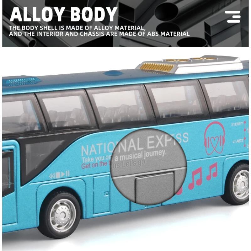 1/64 Children's Bus Alloy Model with Sound & Light Features - Fun & Interactive - Ideal for Playtime, Learning, Or Decorating