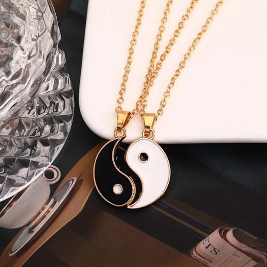 2 Pcs/Set Necklace Tai Chi Chain Stainless Memorial Couple Pendents for