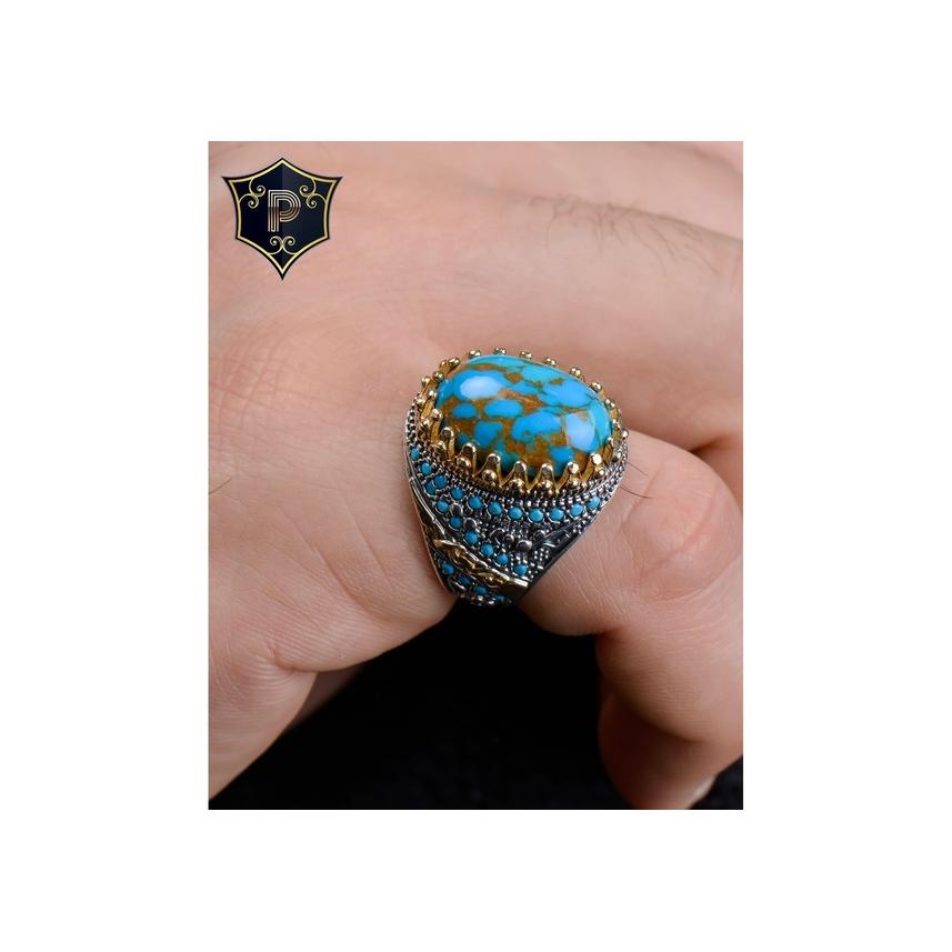 

Мужское кольцо из стерлингового серебра с бирюзовым камнем