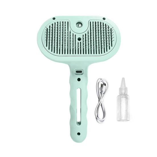 3 in 1 Pet Grooming Brush with Fine Mist Spray Loose Fur зелёный