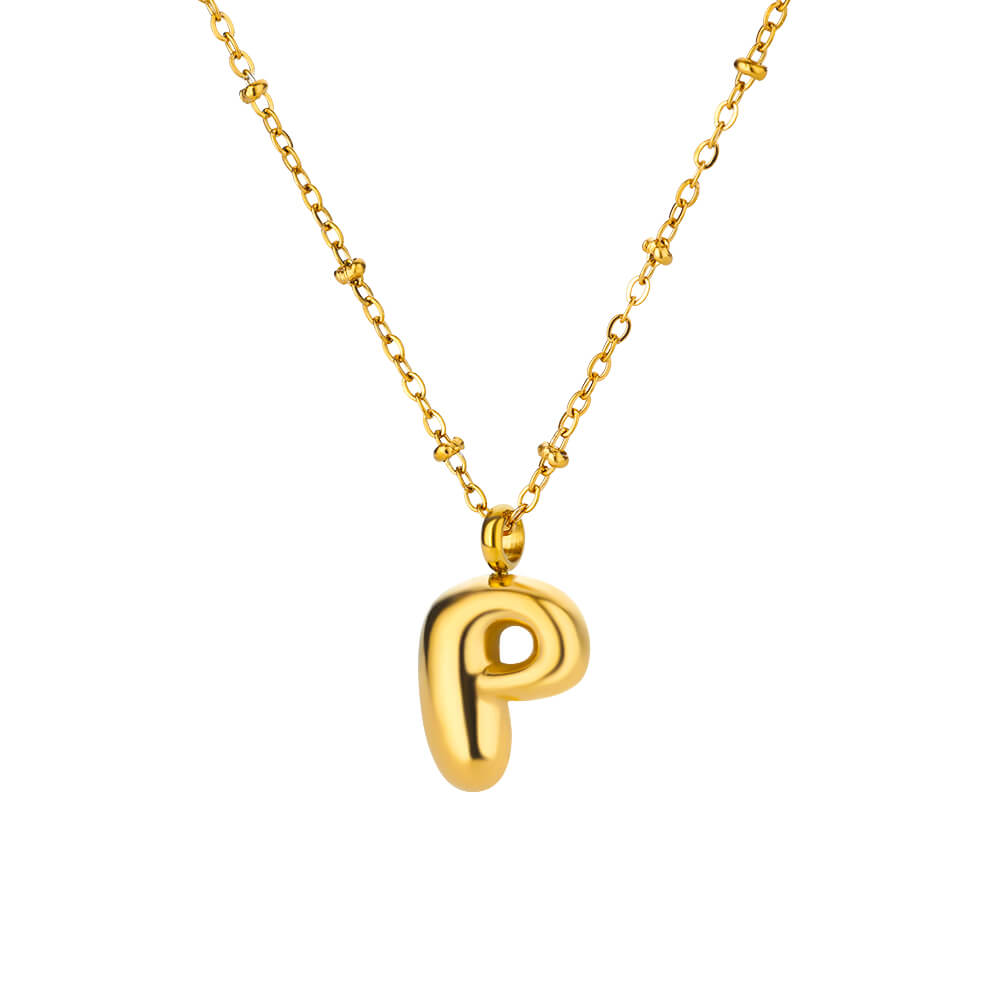 Chunky Initial Letter Stainless Steel Necklaces For Women Gold Color A-Z Letter Necklace Wedding  Fashion Party Jewelry Gift Bff