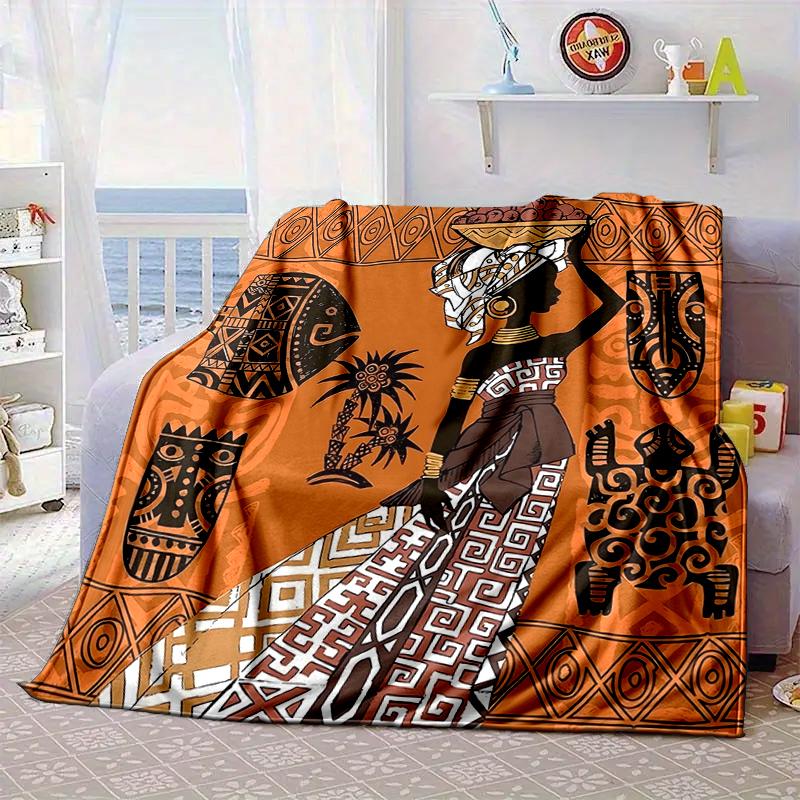 African Women Blanket Flannel Blanket for Bed, Sofa, Camping, Hiking, Picnic Essentials, Gift for Family Fan Gifts