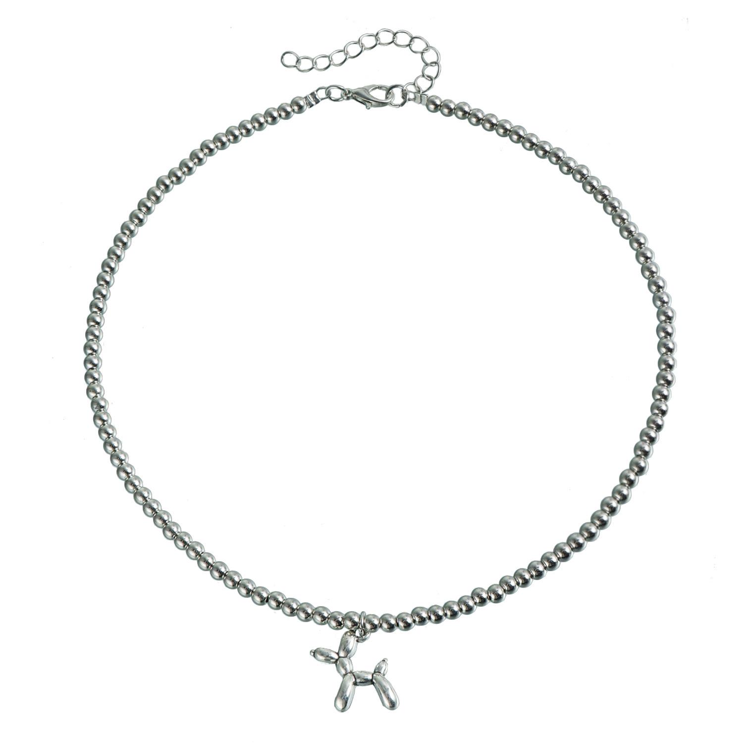 

Подвеска из нержавеющей стали в виде щенка на ключицу, стильное простое металлическое ожерелье ручной работы из бисера для женщин