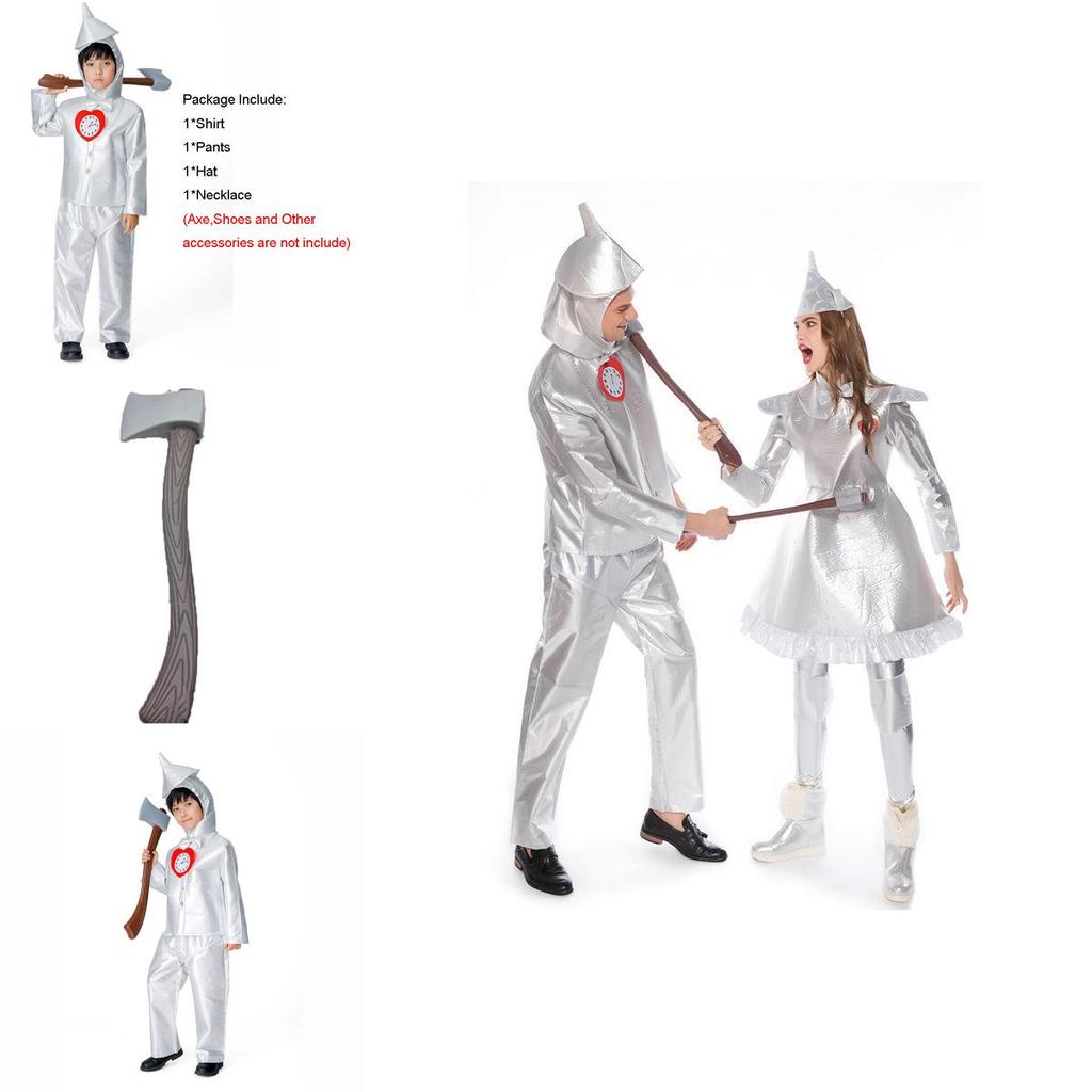 Enchanting Wizard Of Oz Tin Man Cosplay Costume For Adults And Kids In Silver