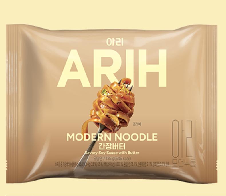 Paldo ARIH Modern Noodle Soy Sauce Butter Savory Rich Taste Chewy Texture Instant Noodles 135g x 8 Packs
