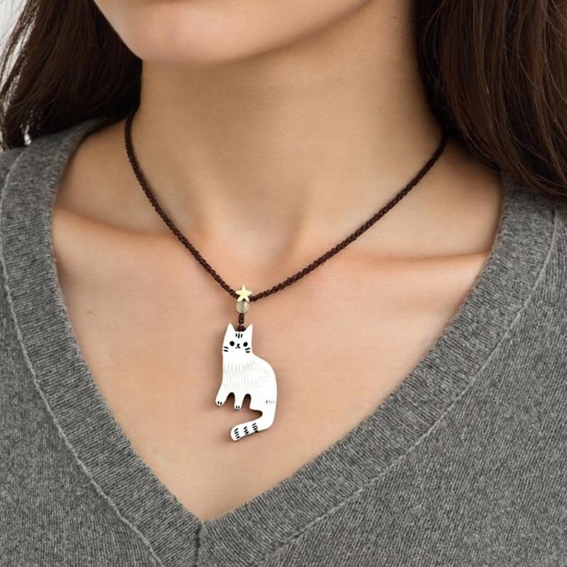 Multifuntional Cats Shape Necklace Adjustable Chain Necklace Elegant Pendant Necklace for Fashionable Lover Present