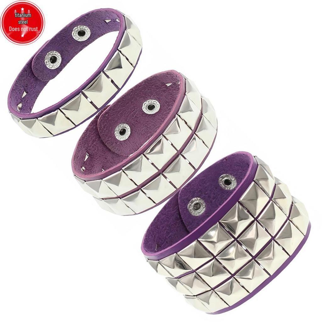 European & American Punk Street Style Rivet Leather Couple Bracelet for Nightclubs