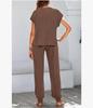 2026 Sommer Damen Zweiteiliges Gestreiftes Jogging-Set: Kurzarm-Oberteil & Lange Hose