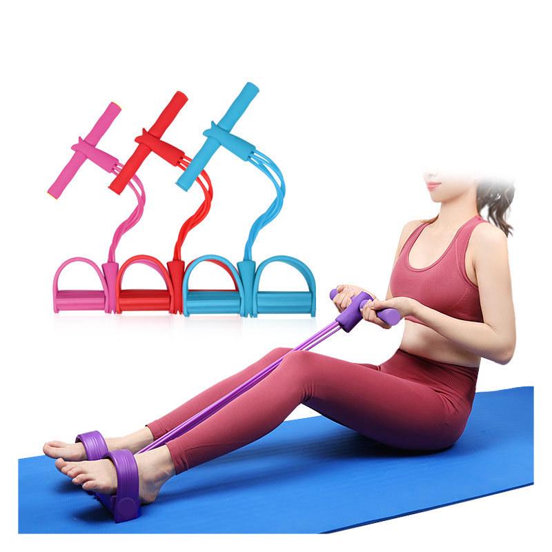 Abdominal Crunch Trainer with Resistance Band and Foot Pedal Purple 45*26 (217g)
