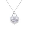 Floating Round Cubic Zirconia Double Layer Heart Lock Pendant Ins Women Clavicle Necklace