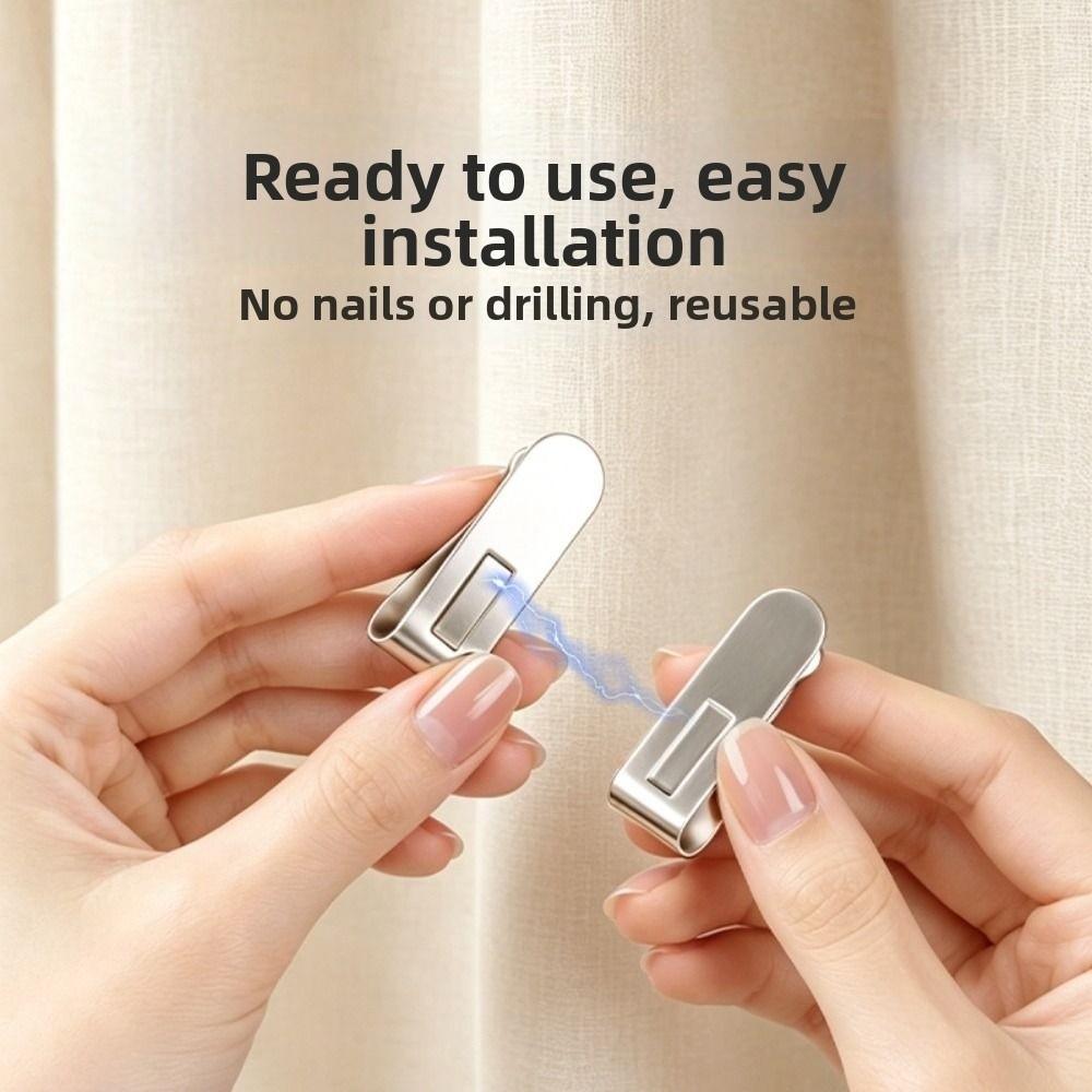 1/5Pair Detachable Magnetic Curtain Clips Drill Free Curtain Holders Office Curtains