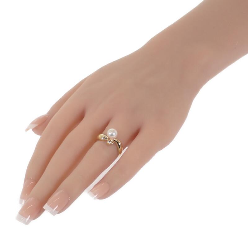 MIKIMOTO #11(JP Size) Ring K18 Yellow Gold/diamond Women