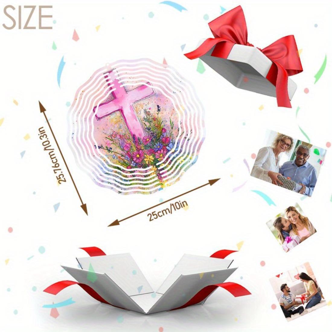 

1 шт. Мандала Стиль 3D Вращающаяся Музыка Ветра с Цветочным Крестом - Металлический Художественный Декор, Не Требуется Питание, Идеально для Украшения Улицы и Сада